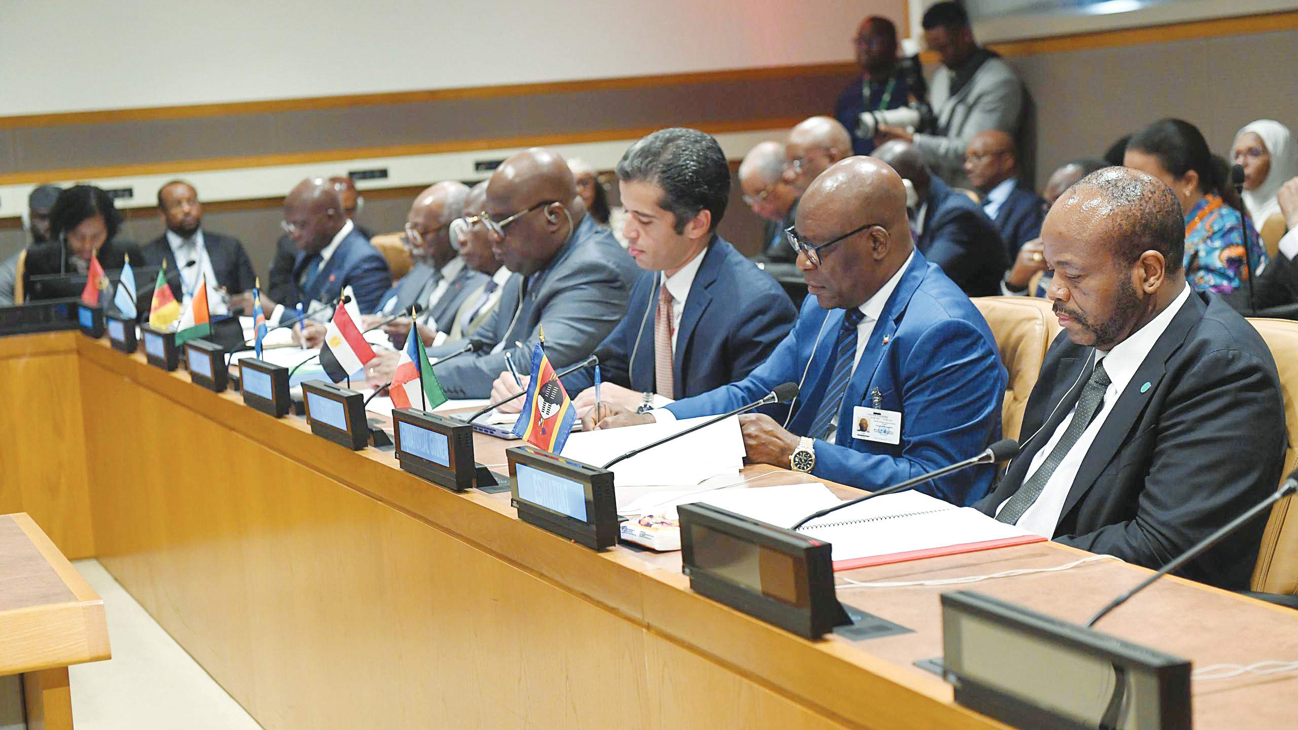 His Majesty the King with other heads of State and government during the special meeting of the African Union Peace and Security Council yesterday.